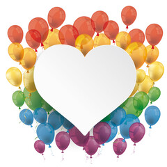 Wall Mural - rainbow heart balloons white 2