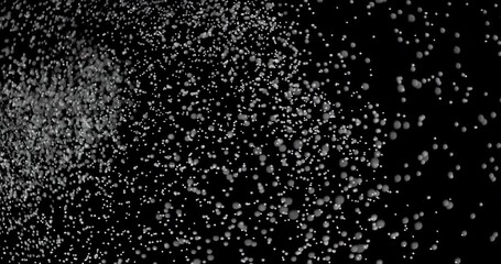 Wall Mural - glitter snowfall several snow particles falling down over a black background
