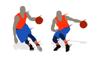 Basketball player shape silhouette vector set action pose