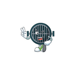 Sticker - smiling grill cartoon mascot style with two fingers