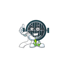 Sticker - cartoon mascot design of grill holding a menu list