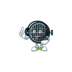 Canvas Print - Grill cartoon character style speaking with friends on headphone