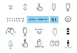 Modern linear pictogram of scroll down. Set of concept line icons scroll down. Icons of scroll down. Scroll down up computer mouse icon. Set of scrolling icons for a website, web design, mobile apps