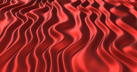 Wall Mural - Rippled red silk background. 3d rendering