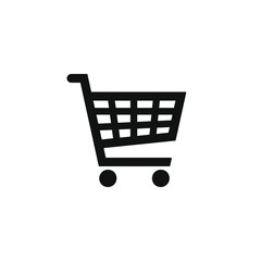 Poster - Shopping cart icon symbol. Simple shape web store button. Flat online shop logo sign. Vector illustration image.Black silhouette isolated on white background.