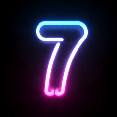 Poster - Neon 3d font, blue and pink neon light 3d rendering, number 7