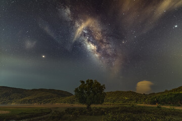 Hong Kong Star trail Milky Way Night view scene