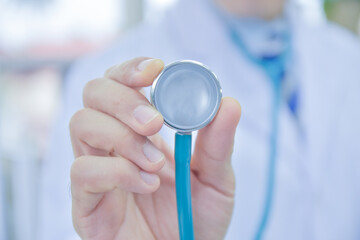 Close up hand holding stethoscope,Doctor stethoscope