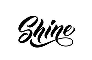 shine handwritten word. modern hand lettering design. trendy calligraphic text for clothing prints. 