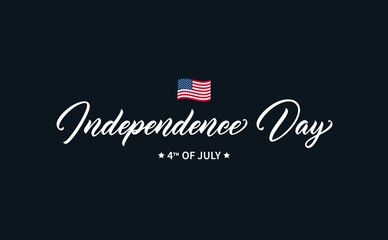 Sticker - Independence Day hand drawn lettering. Modern calligraphy. Ready hand lettering composition for your unique design. Independence Day handwritten inscription with text 4th of July and with USA flag.