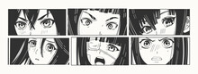 Six Pairs Of Asian Eyes Look. Manga Style. Japanese Cartoon Comic Concept. Anime Characters. Hand Drawn Trendy Vector Illustration. Pre-made Prints. Every Illustration Is Isolated