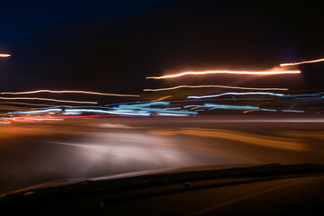 Traffic in night Shutter Bulb Line light Blur  Attract Background 