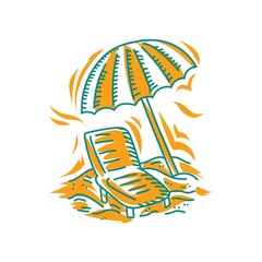 Sticker - Beach umbrella with chair