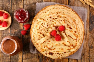 Wall Mural - crepe with chocolate and raspberry jam