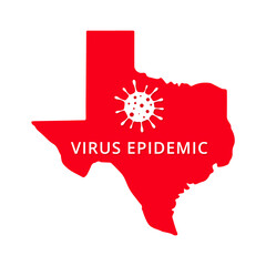 Wall Mural - Texas state Virus Epidemic USA, United States of America map illustration, vector isolated on white background