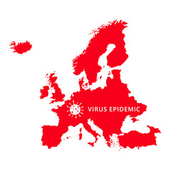 Sticker - Europe Continents Virus Epidemic country, European map illustration, vector isolated on white background