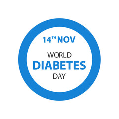 Wall Mural - 14th November - World diabetes day icon. Awareness day clipart image isolated on white background