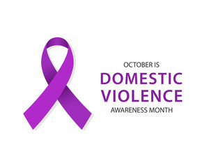 Wall Mural - October is domestic violence awareness month. Clipart image isolated on white background