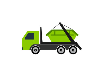 Wall Mural - Skip bin truck icon. Clipart image isolated on white background