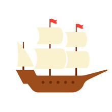 Mayflower Ship Icon. Clipart Image Isolated On White Background