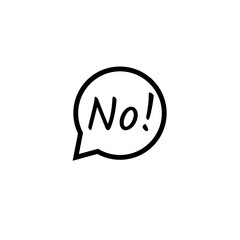 Wall Mural - Round speech bubble saying No outline icon. Clipart image isolated on white background