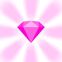Pink Diamond Gemstone On Zoom Comics, Pink Flat Diamonds Jewelry Icon, Pink Gems On Soft Rays Burst Shine Background, Pink Diamond Of Items Game, Clip Art Gemstone For Banner Jewellery Copy Space