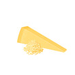 Piece of parmesan cheese. Vector illustration cartoon flat icon isolated on white.
