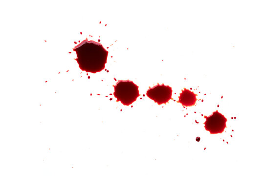 drop of blood isolated on white background, top view