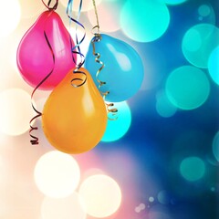 Sticker - Bunch of colorful balloons on bokeh background