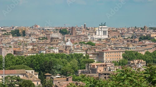 Fotografía Rome Italy time lapse 4K, high angle view city skyline timelapse