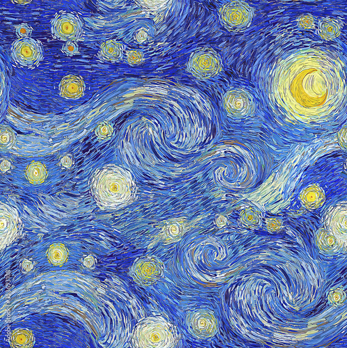 Naklejki Vincent van Gogh  cyfrowy-bezszwowe-malowanie-wzor-swiecacego-ksiezyca-i-gwiazdziste-niebo-abstrakcyjne-tlo-w