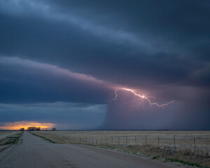 Dramatic Lightning Storm on the Great Plains During Springtime