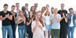 © ASDF - team of happy young people applauding together