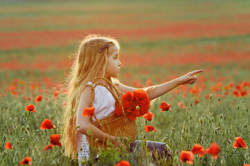 girl in poppy field