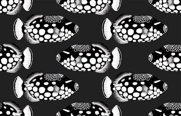 Wall Mural - Seamless marine sea pattern.