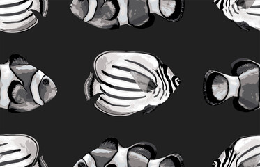 Wall Mural - Seamless marine sea pattern.