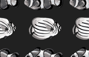 Wall Mural - Seamless marine sea pattern.