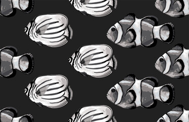 Wall Mural - Seamless marine sea pattern.