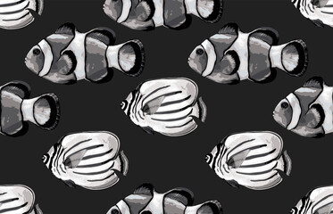 Wall Mural - Seamless marine sea pattern.