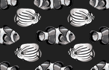 Wall Mural - Seamless marine sea pattern.