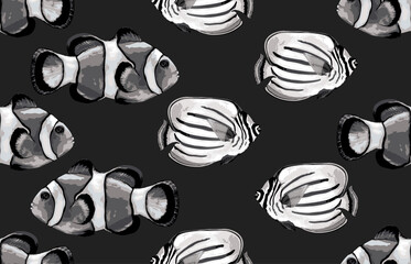 Wall Mural - Seamless marine sea pattern.