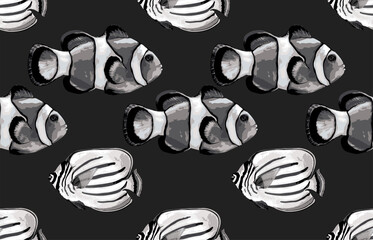 Wall Mural - Seamless marine sea pattern.