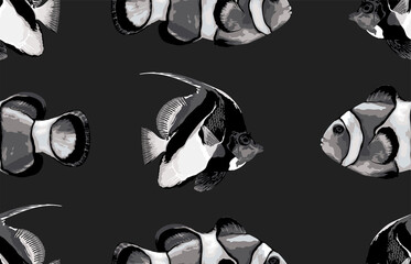Wall Mural - Seamless marine sea pattern.