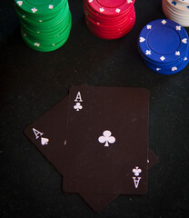 poker chips and cards