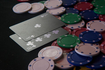 poker chips and cards