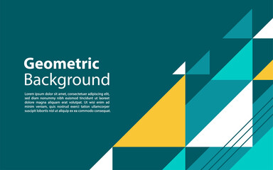 Poster - Geometric green background with triangles in minimalistic style. Graphic design element