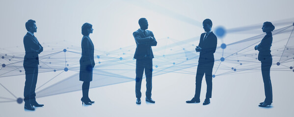 Poster - Business network concept. Group of businessperson. Teamwork. Social distancing.