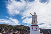 A Statue Of Manco Capac In Huajsapata Park Overlooking The City Of Puno In Peru