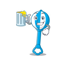 Canvas Print - A cartoon concept of rattle toy with a glass of beer