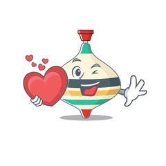 Sticker - A sweet top toy cartoon character style holding a big heart